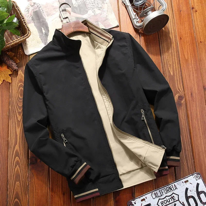BROWON Jacket Men Spring  Autumn 2026 New Mens Double Sided Wear Stand Collar Casual Jacket Youth Trend Jacket for Men Clothing