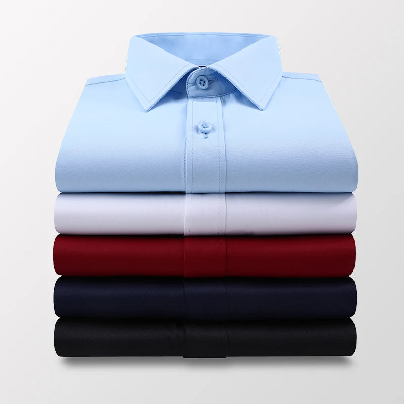 BROWON Mens Cotton Blend Short Sleeve Business Shirt