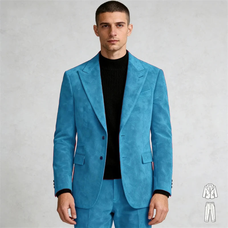Xomoflag Men Two Piece Slim Fit Suits With Peak Lapel