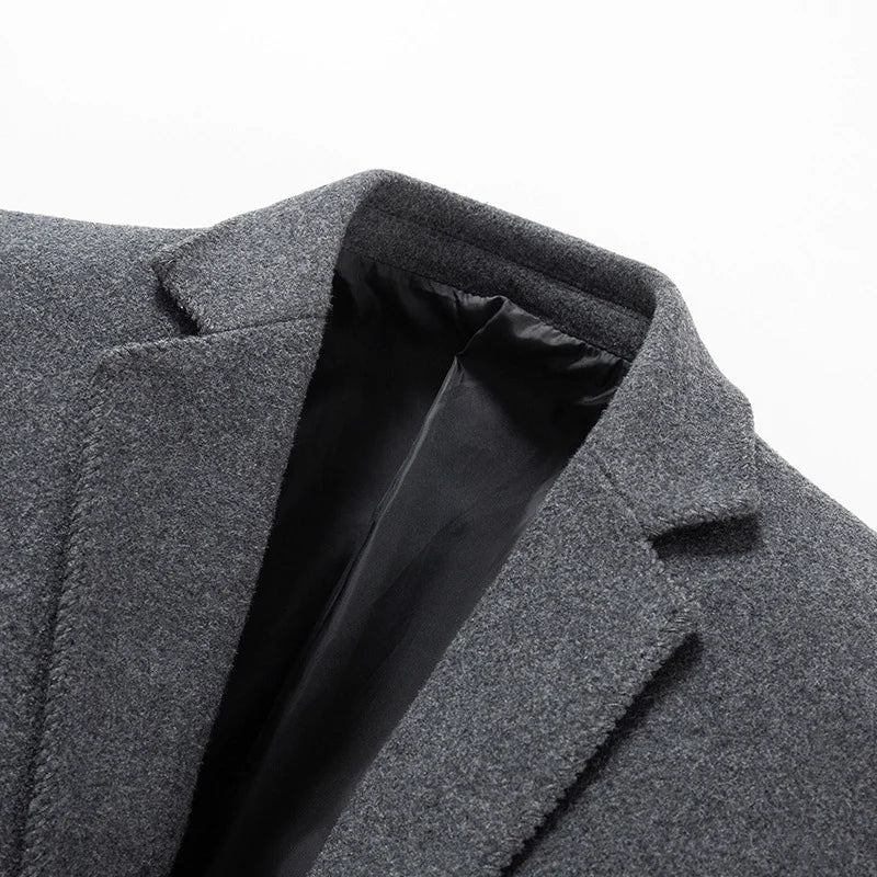 BROWON Brand 2026 New Autumn Formal Woolen Overcoat Mens Wedding Pocket Business Casual Blazer for Male Korean Fashion Coat