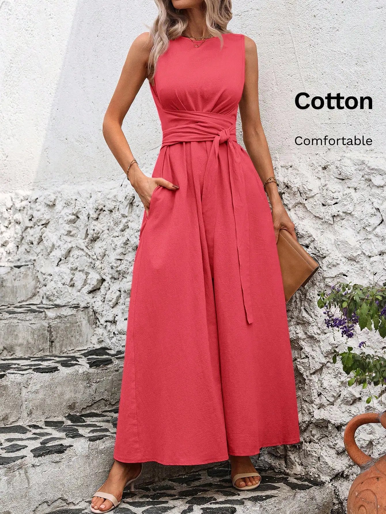 Women's Round Neck Plaid Knotted Waist A-Line Dress For Party Casual Outing