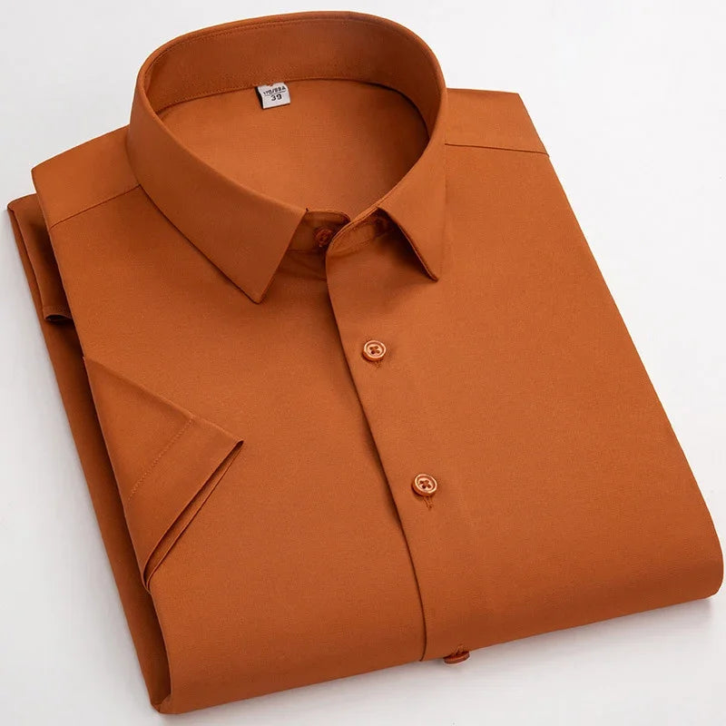 BROWON Men's Summer Business Casual Short Sleeve Shirt
