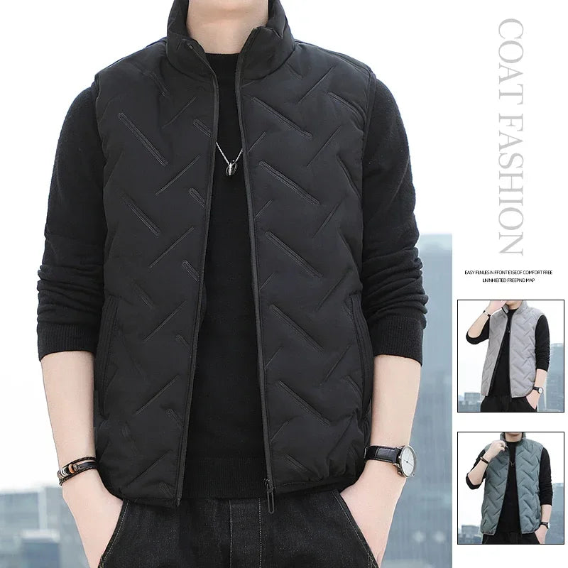 BROWON Brand 2026 New Fashion Vest Man Autumn Winter Warm Comfortable Sleeveless Jacket Mens Twill Decoration Baggy Clothes Male
