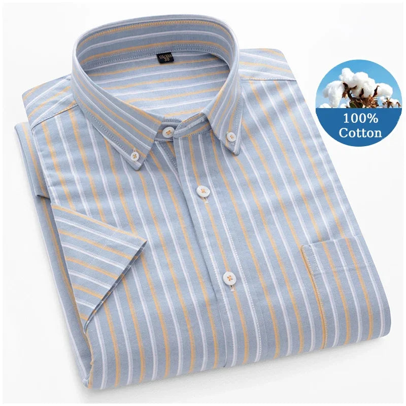 BROWON Premium Men Cotton Short Sleeve Casual Summer Shirt
