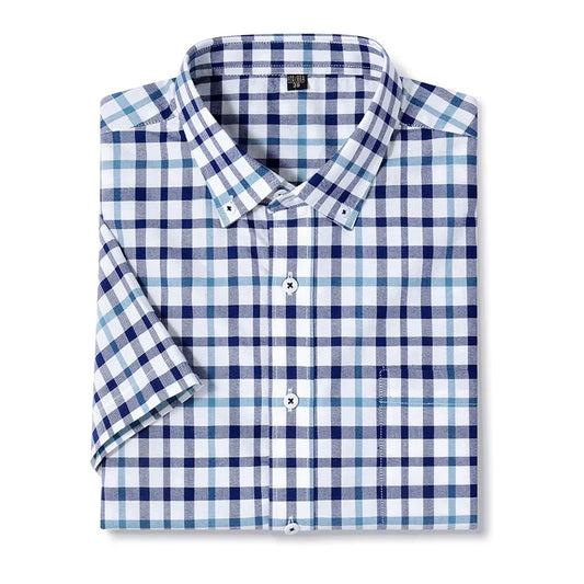 BROWON Mens Oxford Shirt Business Casual Short Sleeve Top