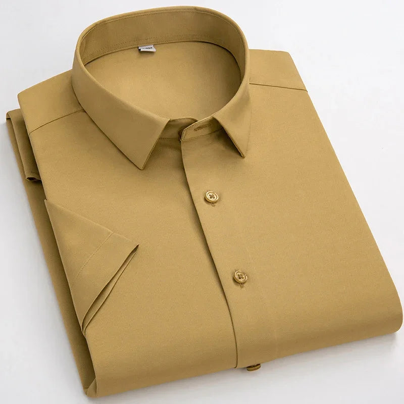 BROWON Men's Summer Business Casual Short Sleeve Shirt