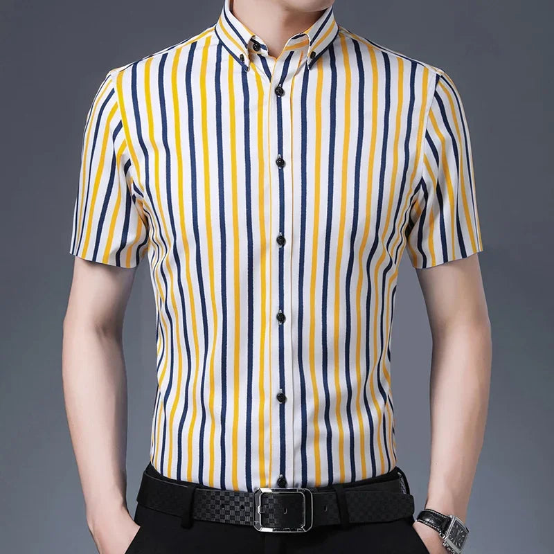 Browon Men Short Sleeve Anti Wrinkle Business Dress Shirt