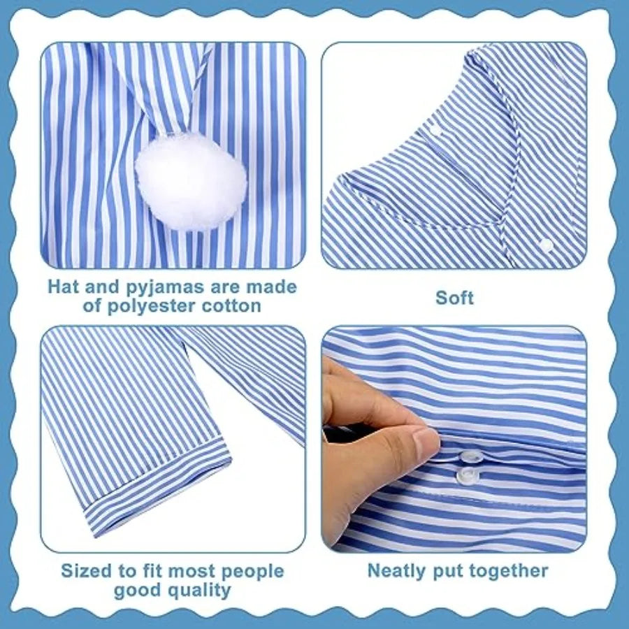 4 Pcs Christmas Men's Pajama Set Nightshirt Sleeping Cap Candle Holder Candle Nightgown Gown Costume for Xmas Holiday