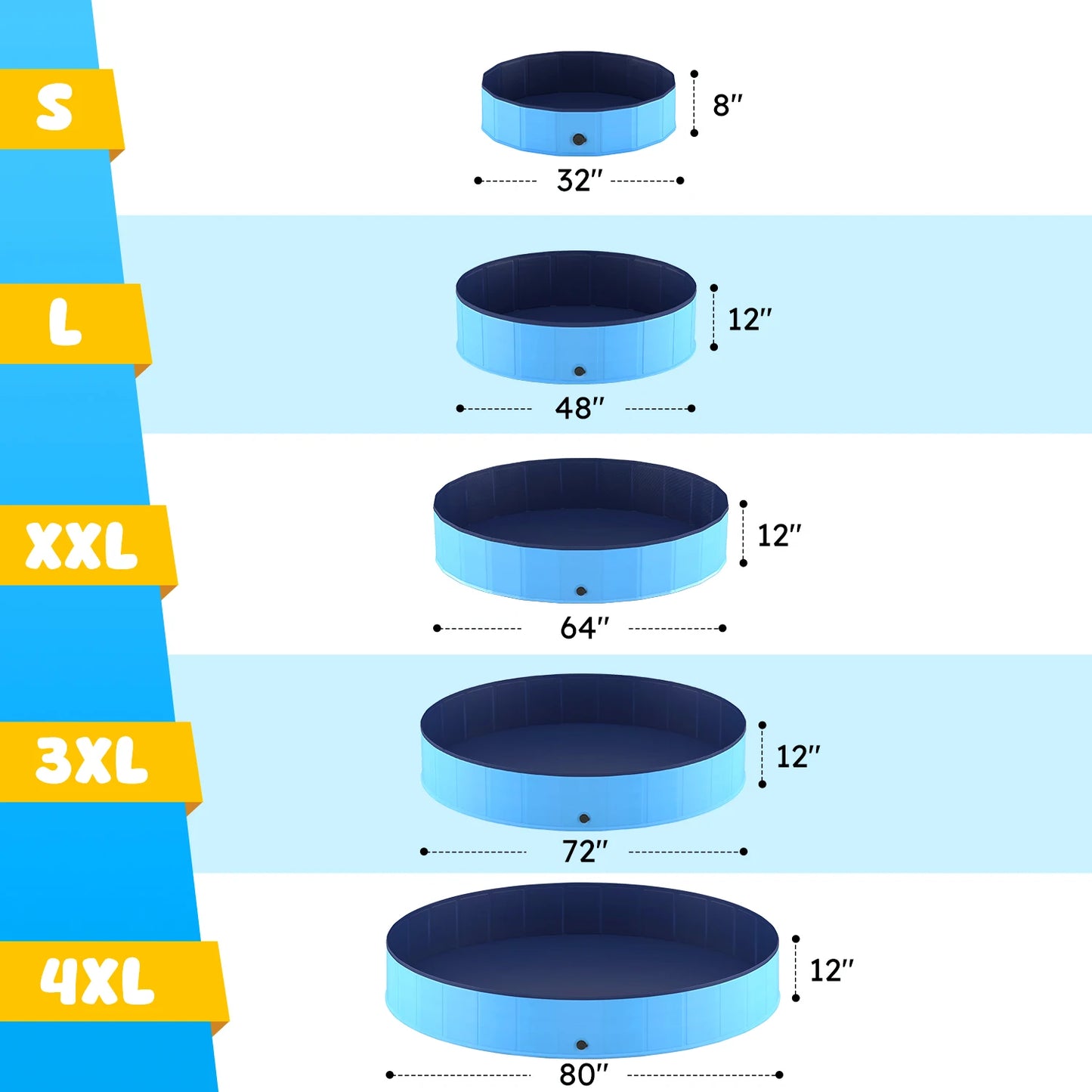 Foldable Portable Pet Pool With Anti-Slip Bath For Pets