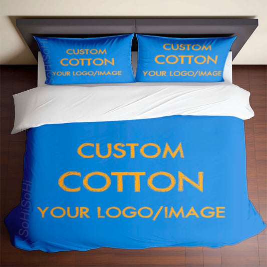 Custom 100 Percent Cotton Duvet Cover Set With Logo