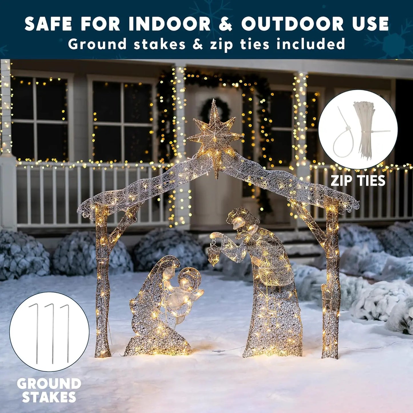 Joyfy Nativity Yard Light With LED Warm White Outdoors