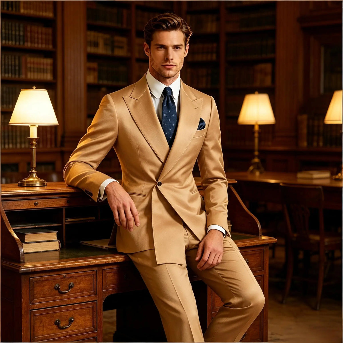Men's Satin Peak Lapel Tuxedo 2-Piece Suit High Quality Slim Fit One Button Formal Blazer & Pants Luxury Wedding Dinner Suits