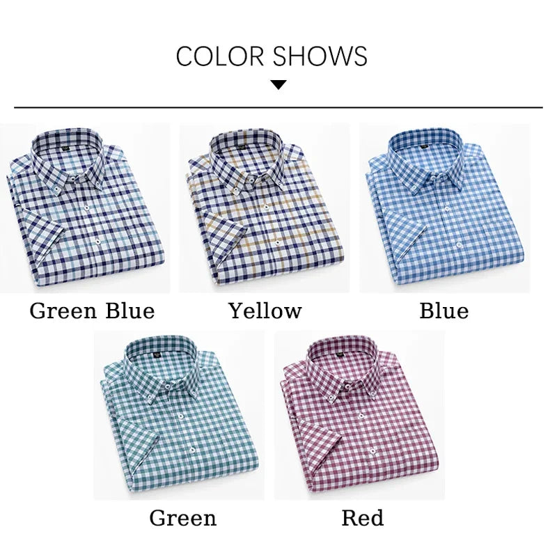BROWON Mens Oxford Shirt Business Casual Short Sleeve Top