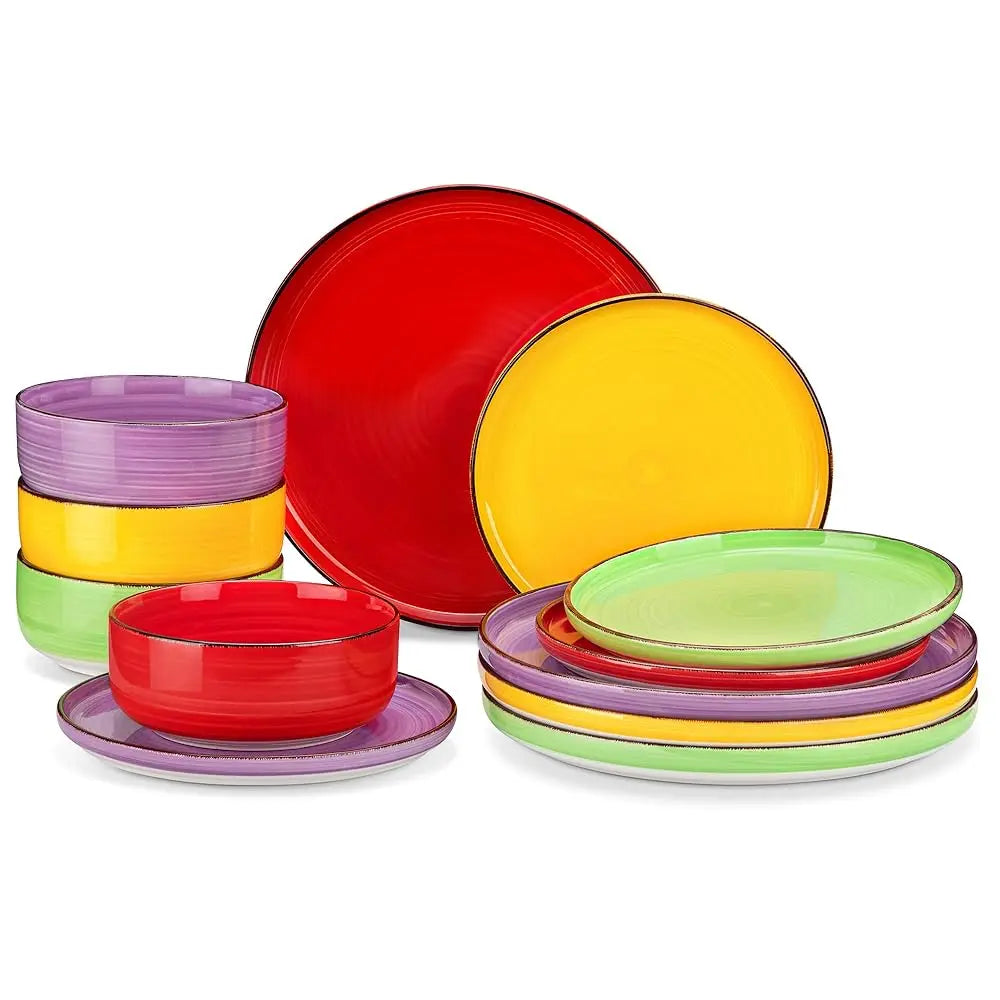 BONJEAN Bonita Stoneware Dinnerware Set for Four, Dishwasher Safe