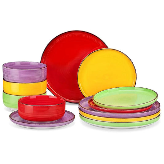 BONJEAN Bonita Stoneware Dinnerware Set for Four, Dishwasher Safe