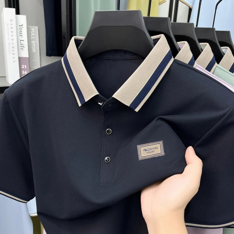 BROWON Men's Breathable Polo Shirt Short Sleeve Smart Casual Top
