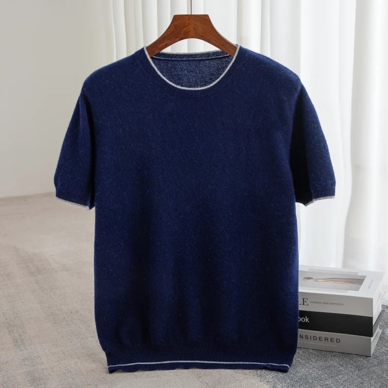 ATTYYWS Men's O Neck 100% Pure Wool Pullover Sweater