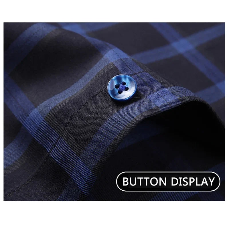 BROWON Brand 2026 Fashion Spring Plaid Men Shirts Turn-Down Collar Slim Business Dress Shirt Long Sleeve Camisas Para Hombre