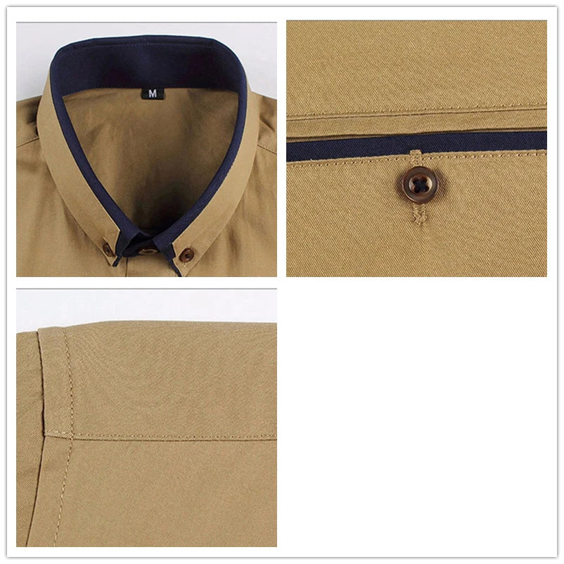 Browon Mens Wrinkle Free Summer Business Shirt Turn Down Collar