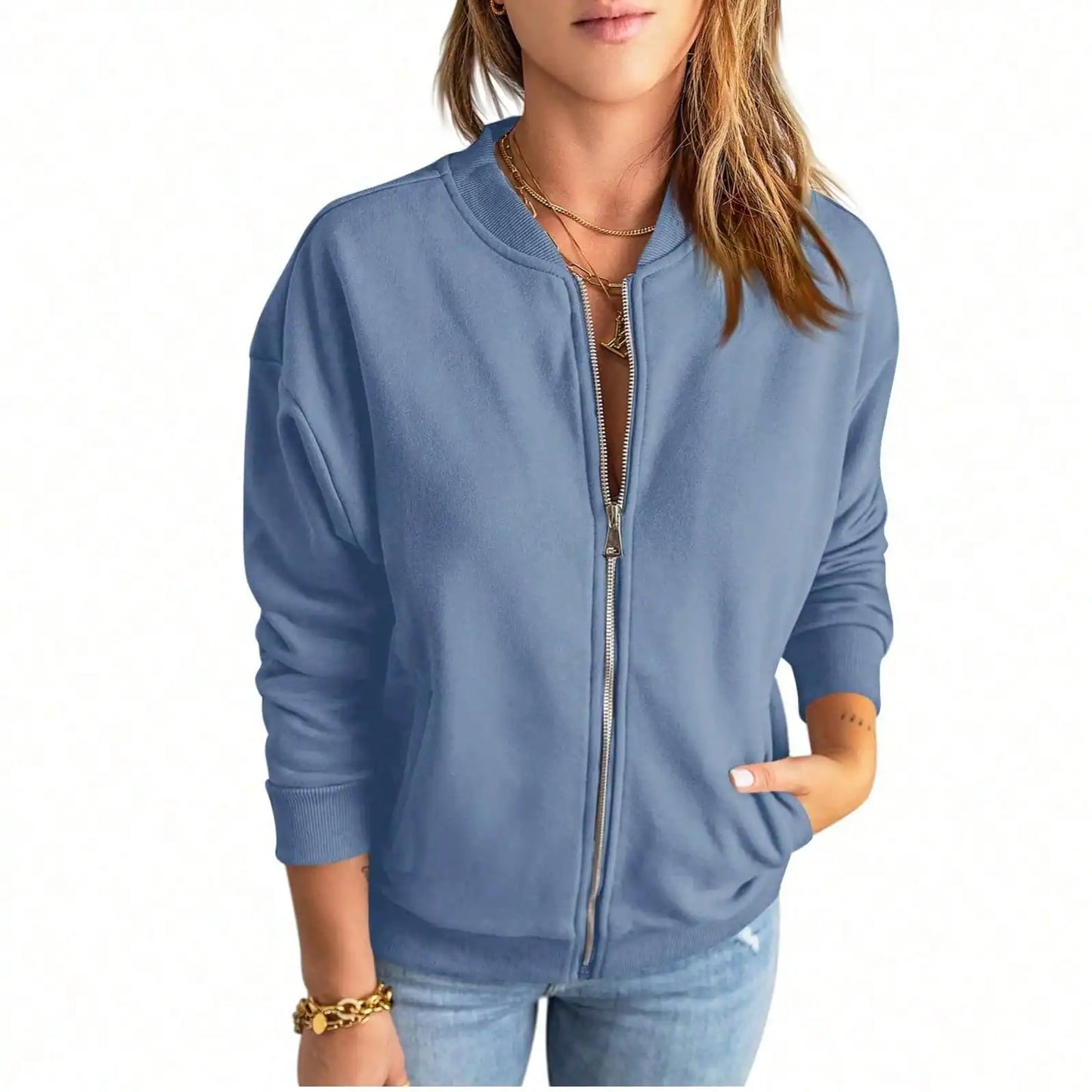 Quilted Zip Up Jacket For Women