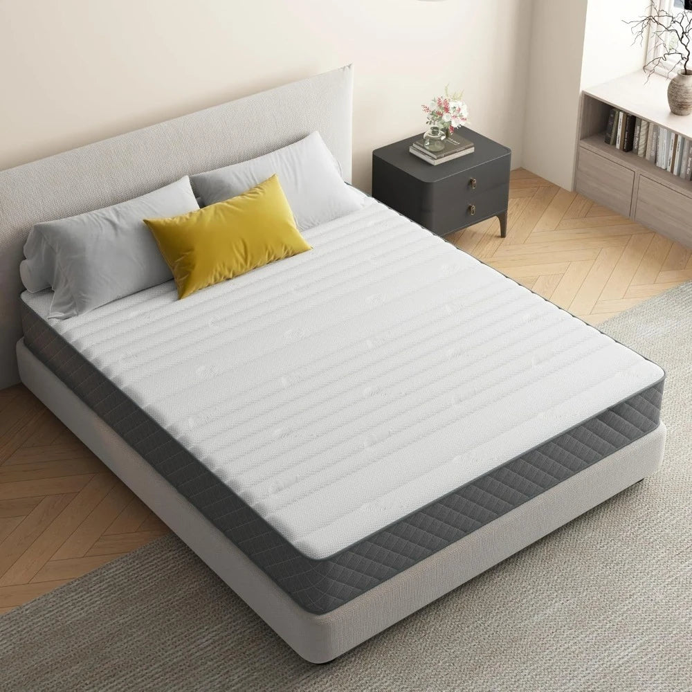 Firm Queen Mattress,10 Inch Hybrid Queen Size Mattress in a Box with Gel Memory Foam, Pocket Innerspring, Pressure, Customized