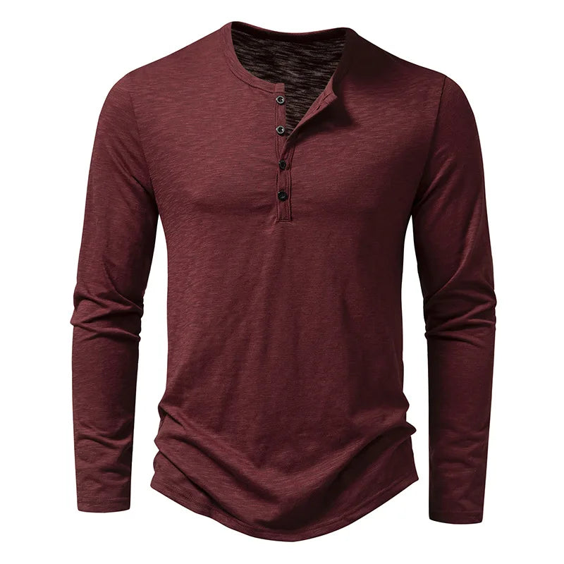 King Billion Men's Cotton Button Henley Long Sleeve Shirt