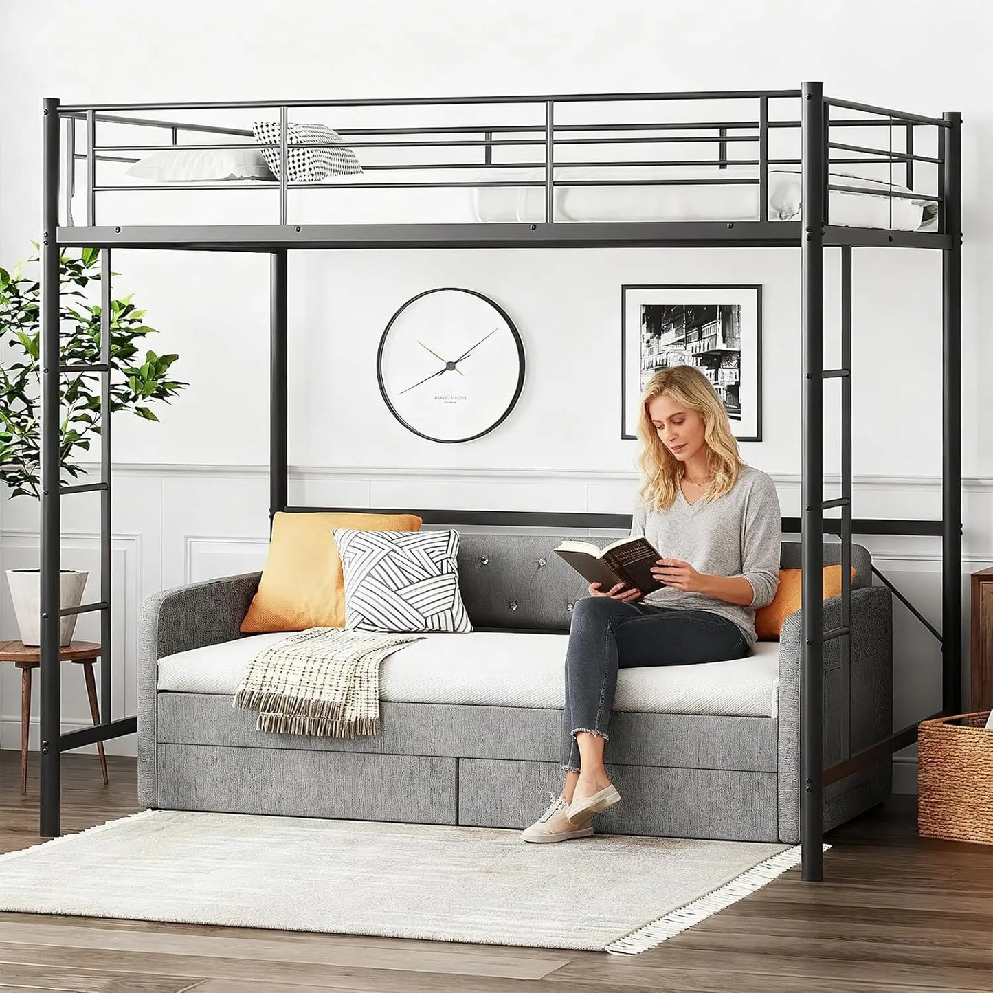 Twin Size Daybed with 2 Storage Drawers and Pockets, Chenille Fabric with Diamond Buttons, Upholstered Comfy, Customized