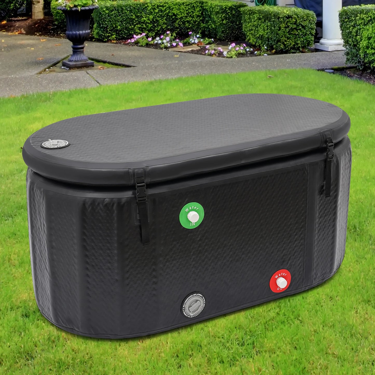 275L/370L Inflatable Cold Plunge Tub, 132*70/150*80cm Portable Tub Inflatable Ice Bucket Bathtub w/Insulated Lid