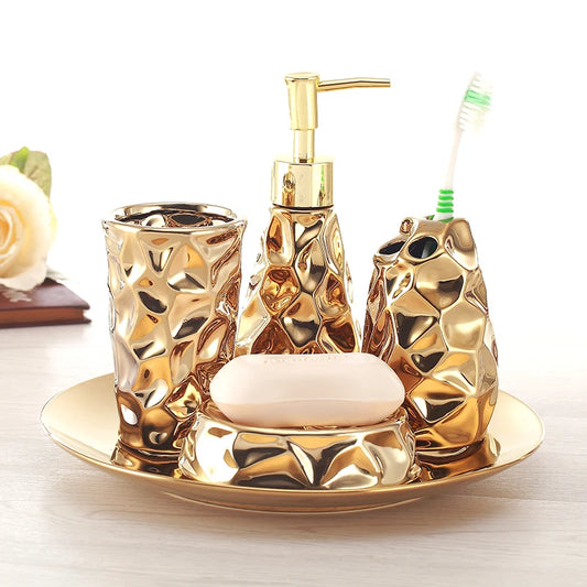 European Ceramic Bathroom Set Four-Piece Lotion Bottle Toothbrush Cup