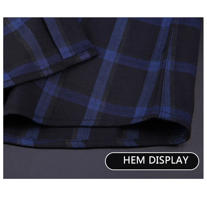 BROWON Brand 2026 Fashion Spring Plaid Men Shirts Turn-Down Collar Slim Business Dress Shirt Long Sleeve Camisas Para Hombre