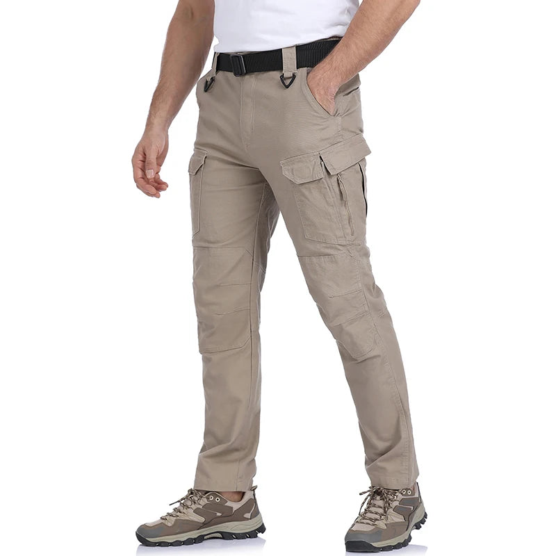 Men's Cotton Hiking Tactical Pants Stretch Lightweight Combat Cargo Work Pants  Rip-Stop Outdoor Pants