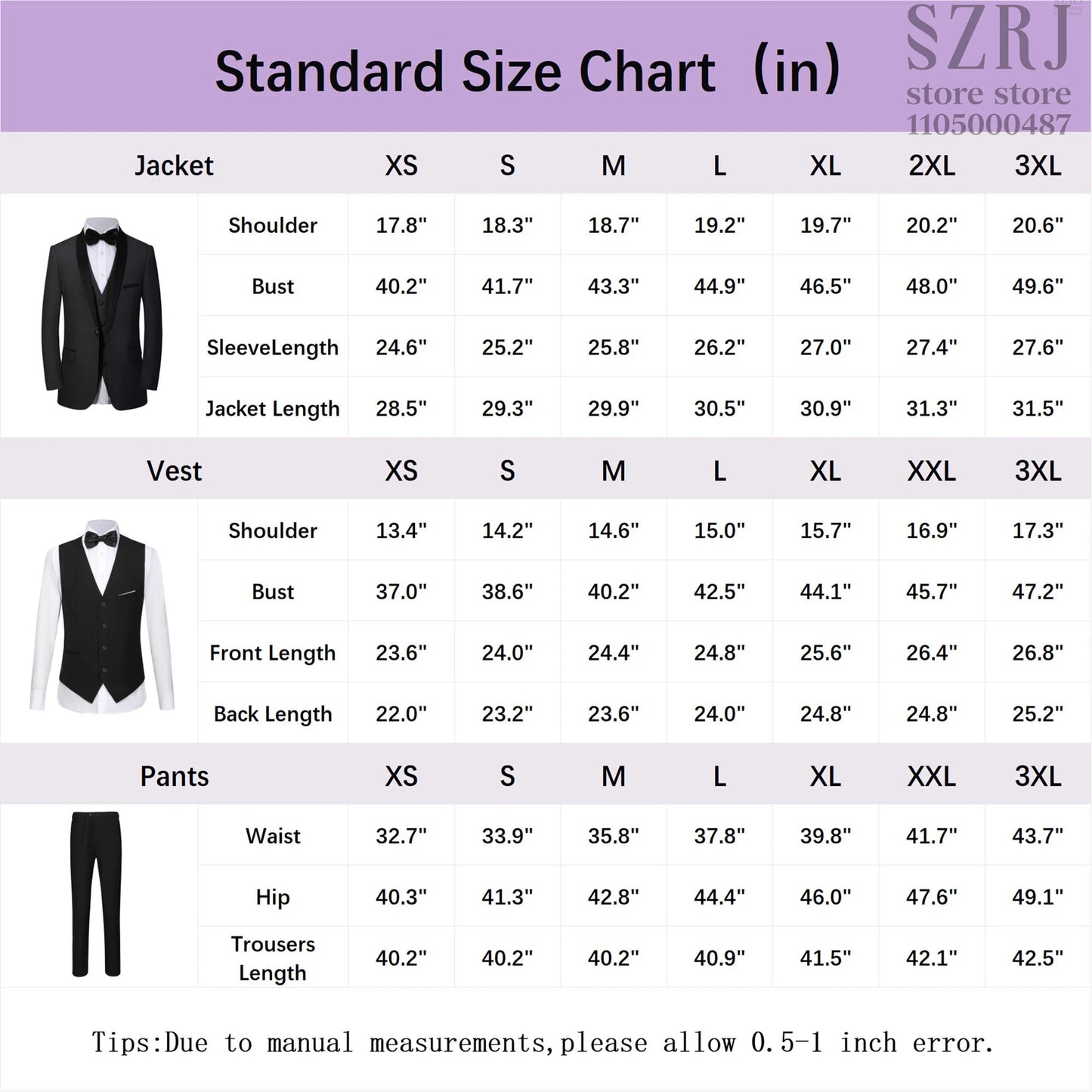 4Piece Men's Formal Suit Set Solid 2-Button Blazer+Vest+Shirt+Pants, Regular Fit for Business/Wedding/Office, All-Season