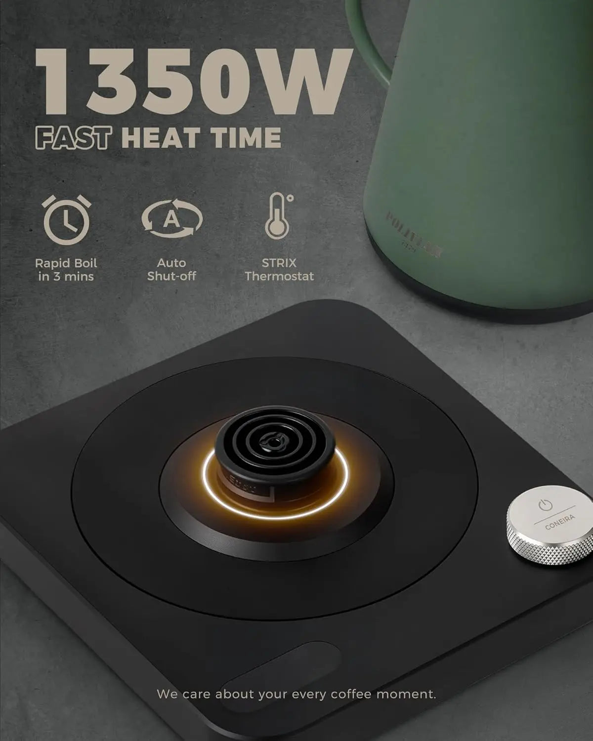 XMSJ Gooseneck Electric Kettle 1350W Stainless Steel Pour Over