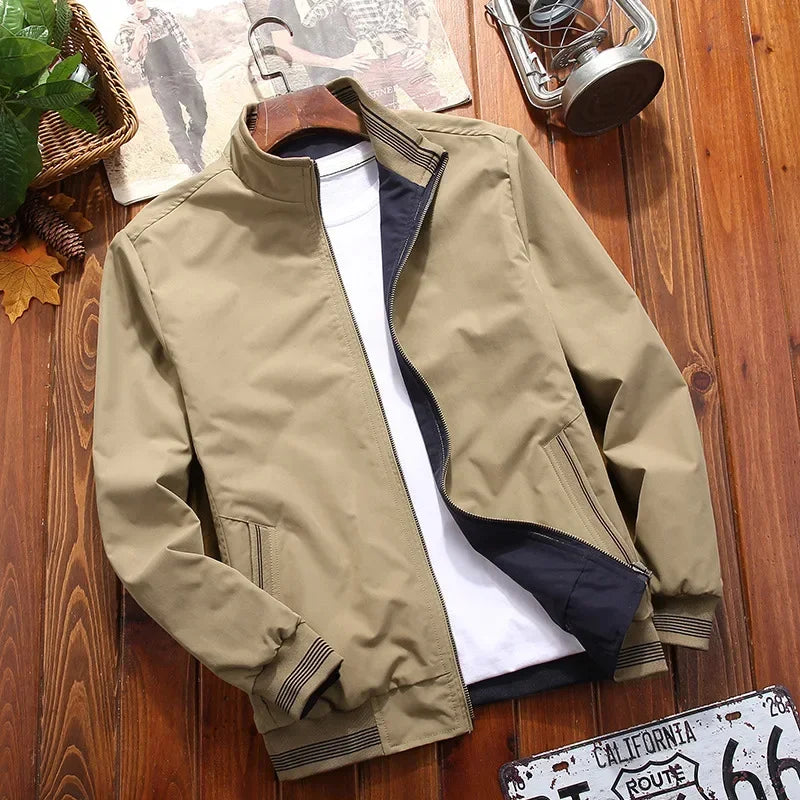BROWON Jacket Men Spring  Autumn 2026 New Mens Double Sided Wear Stand Collar Casual Jacket Youth Trend Jacket for Men Clothing
