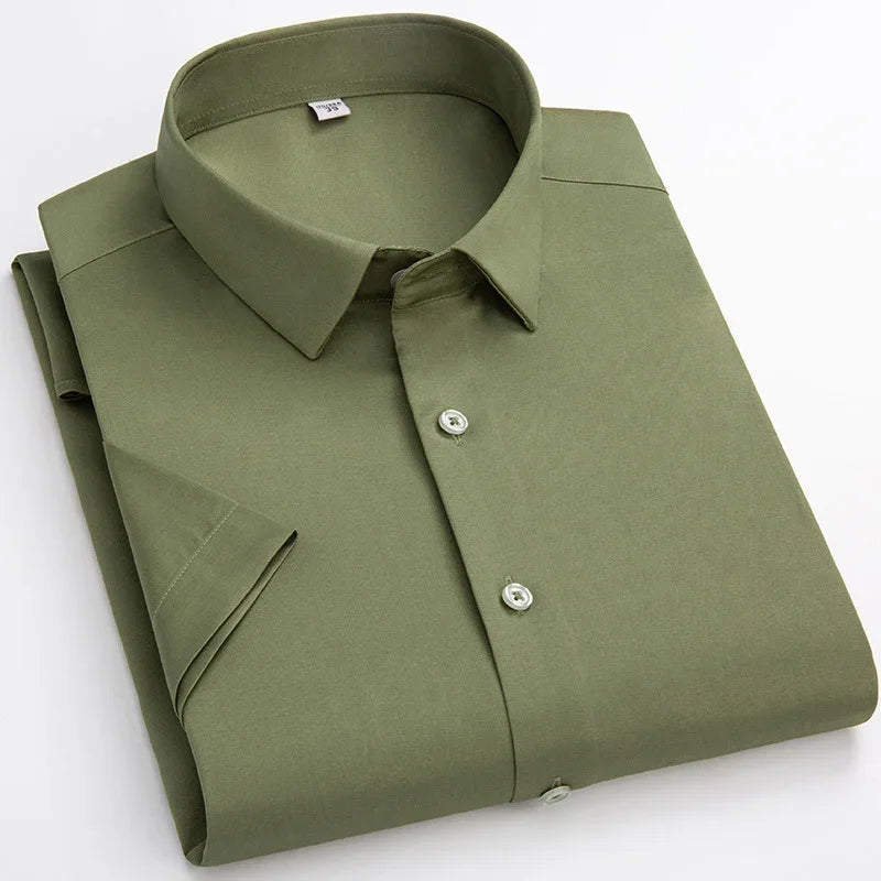 BROWON Men's Summer Business Casual Short Sleeve Shirt