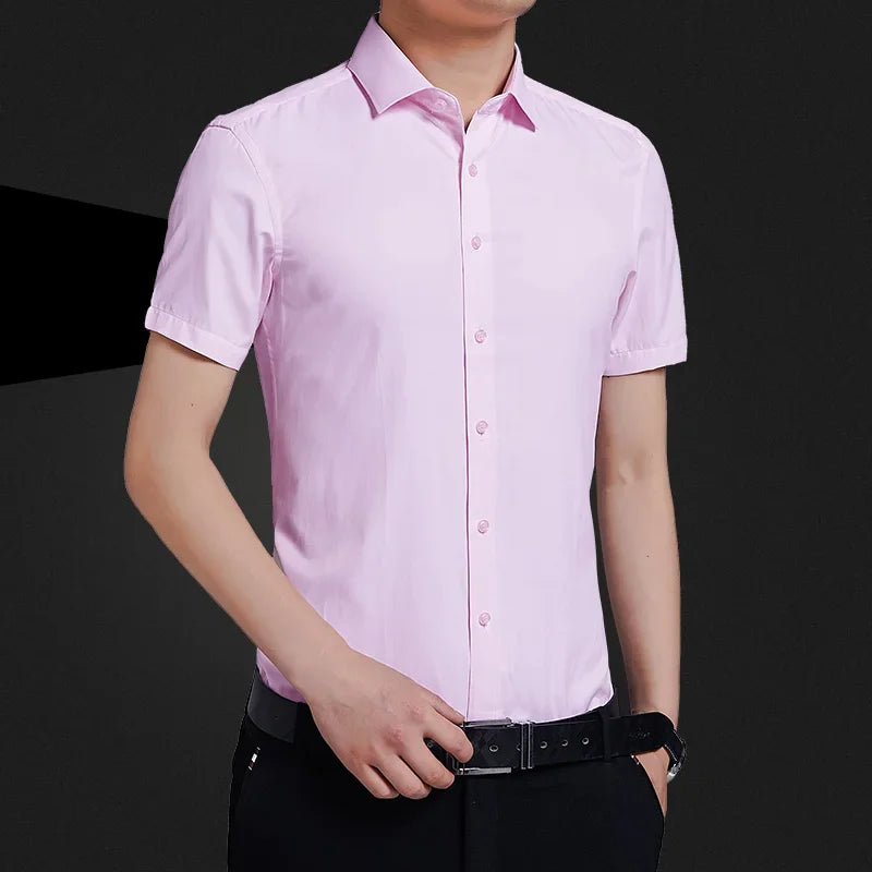 BROWON Quick Drying Men Business Casual Short Sleeve Shirt
