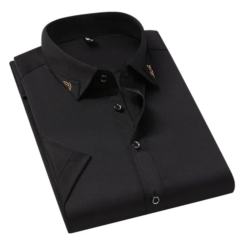 Browon Men Short Sleeve Anti Wrinkle Casual Shirt