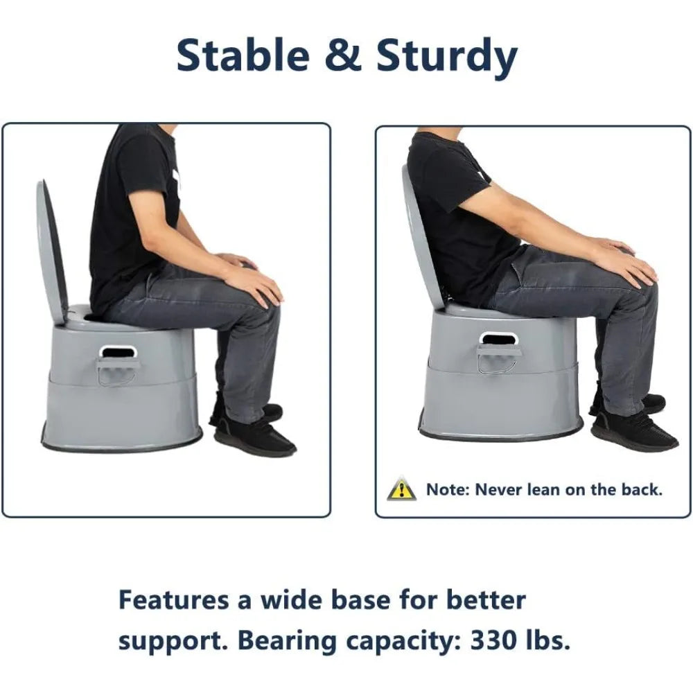 Portable Toilet | Indoor Outdoor Commode w/Detachable Inner Bucket & Removable Paper Holder, Lightweight & Compact