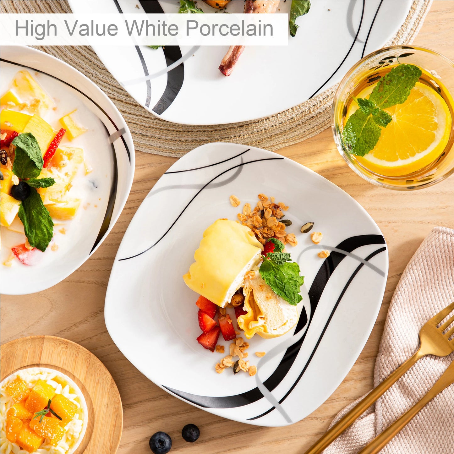 MALACASA Fiona Porcelain Dinnerware Set 18 36 Pieces