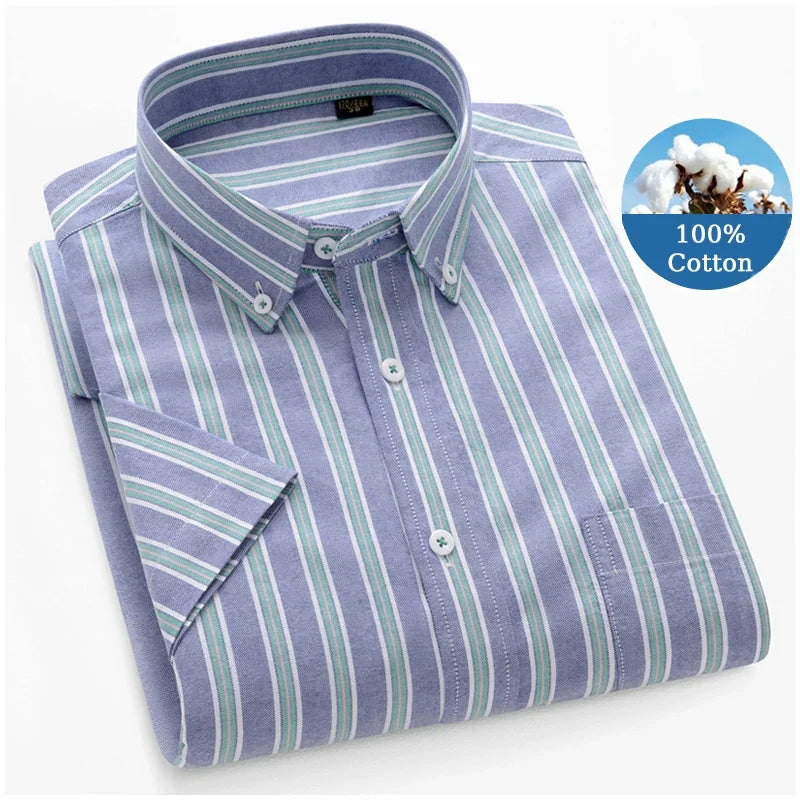 BROWON Premium Men Cotton Short Sleeve Casual Summer Shirt