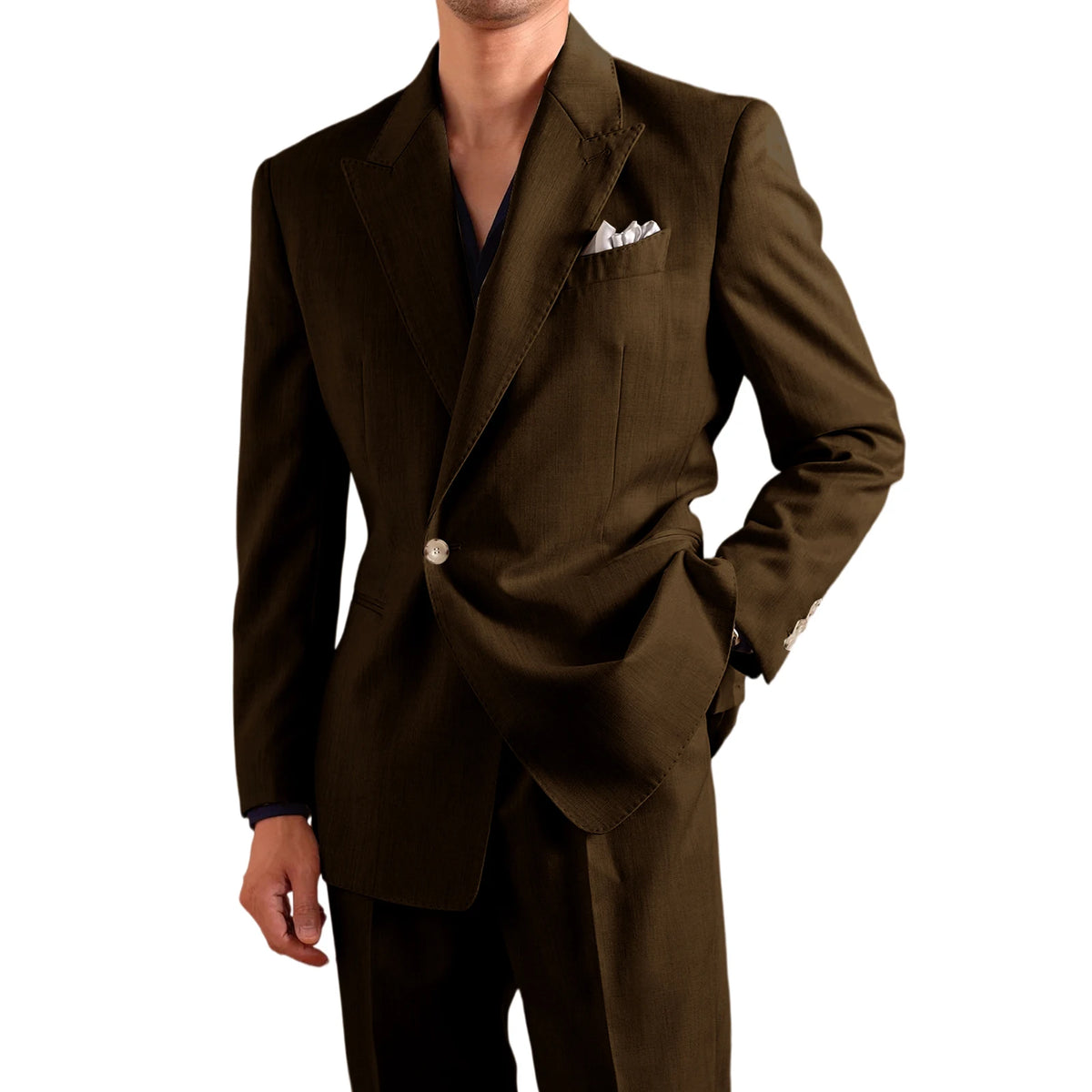 Men's Lightweight Linen 2-Piece Suit Set Peak Lapel Single Button Blazer Trousers Slim Fit Formal Summer Wedding Business Casual