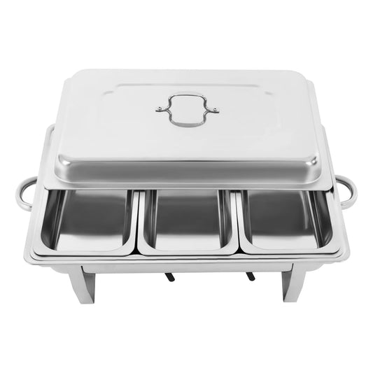 Stainless Steel Chafing Dish Buffet Set Rectangular Catering Chafer Warmer Buffet Dishes Warming for Restaurants, Buffets