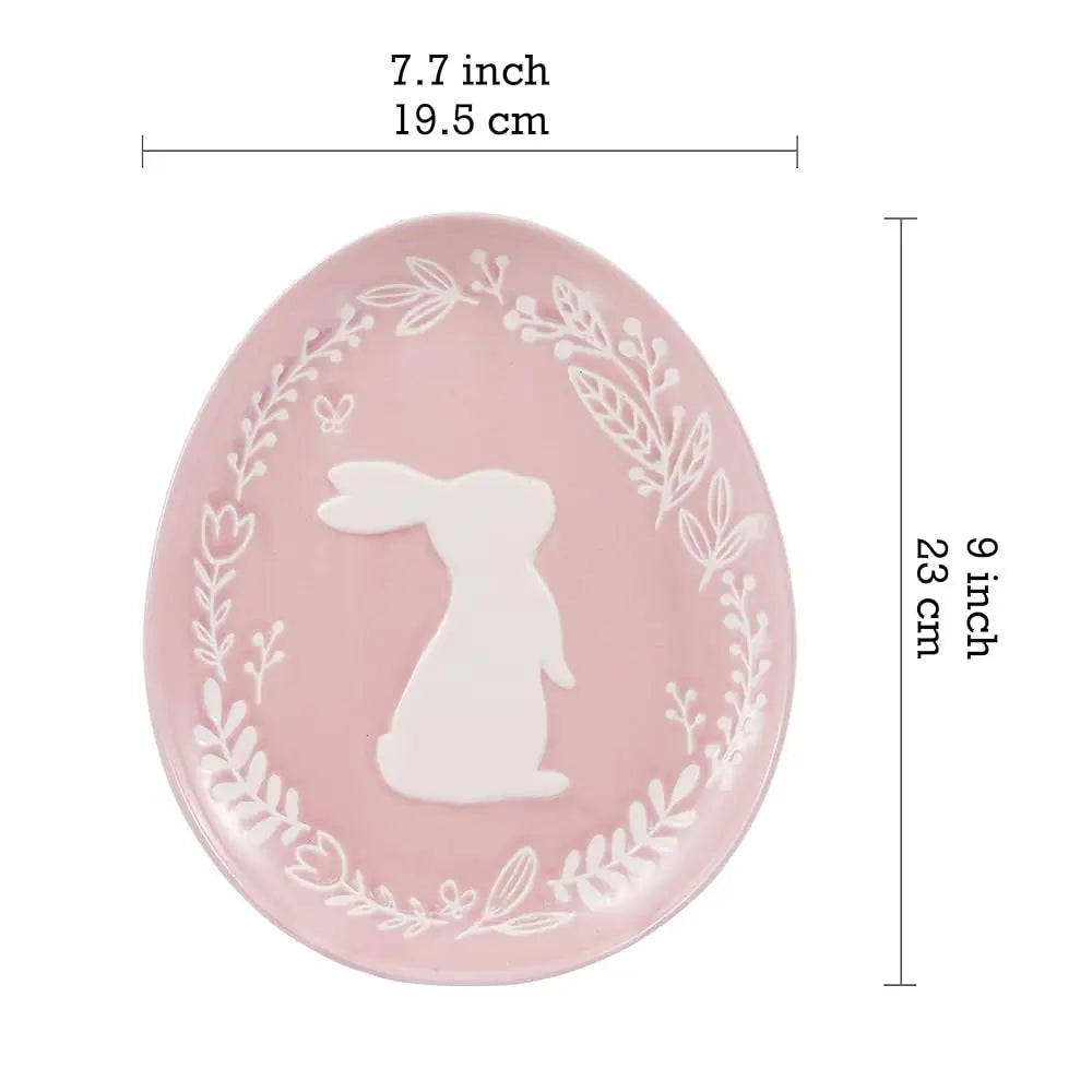 BONJEAN Pastel Bunny Stoneware Salad Plates Set Microwave Safe