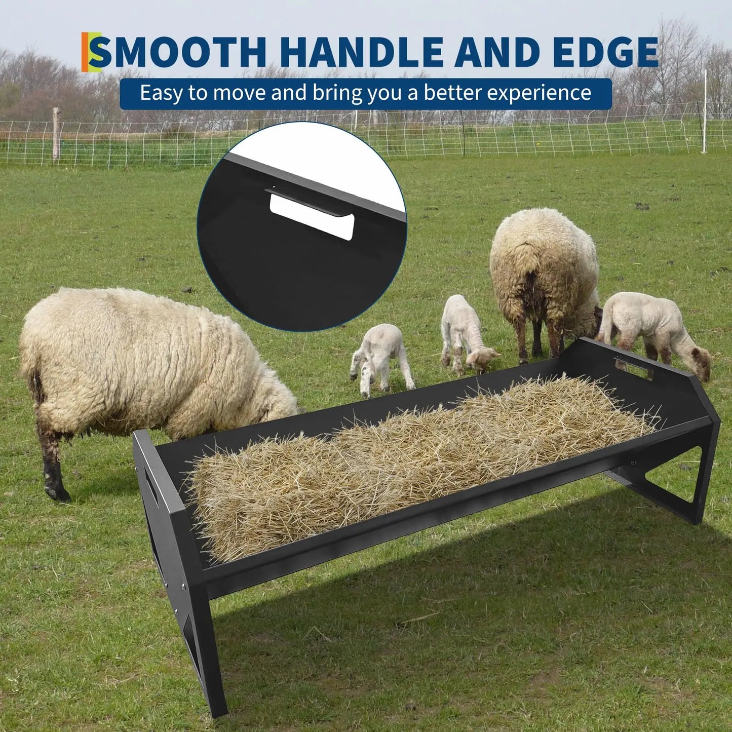 HiMISS Galvanized Steel Livestock Feeder Hay Trough