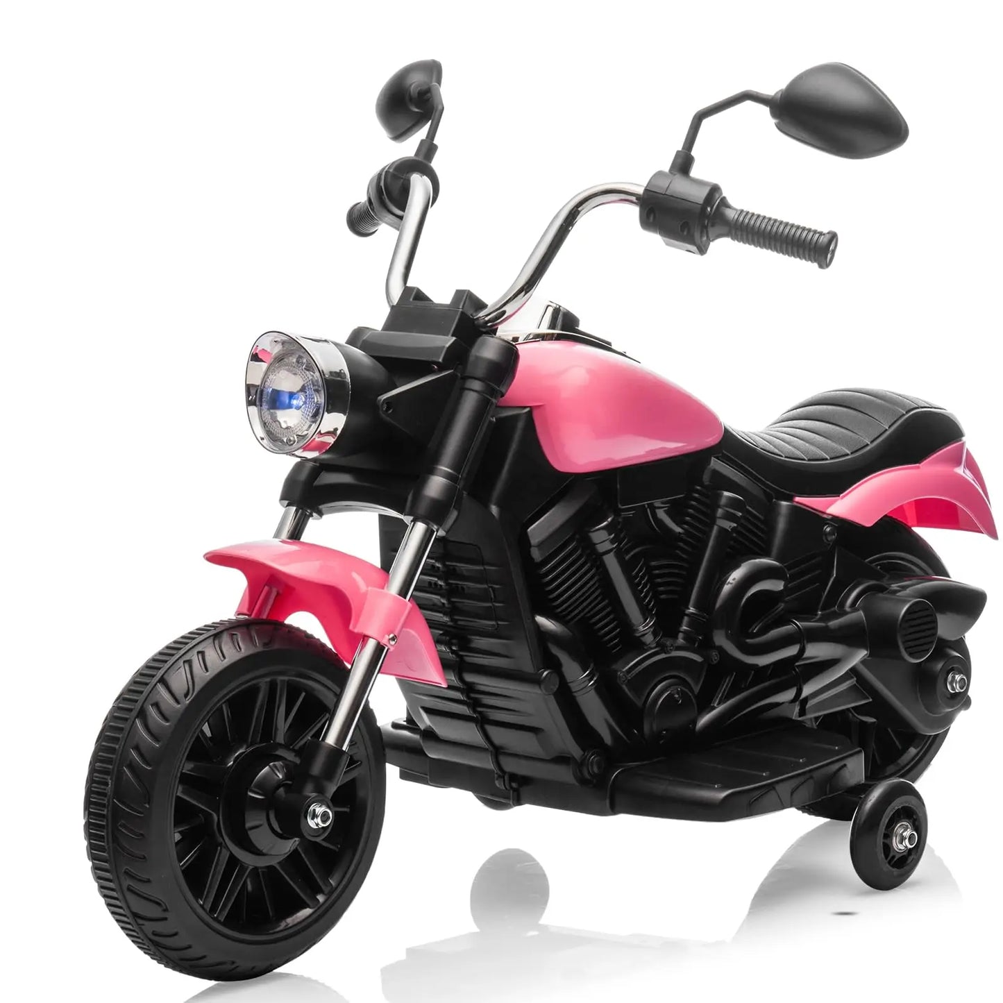 2-Wheel Kids Ride On Motorcycle 12V Battery Powered With Training Wheels Reverse Headlight Music Toddler Toy