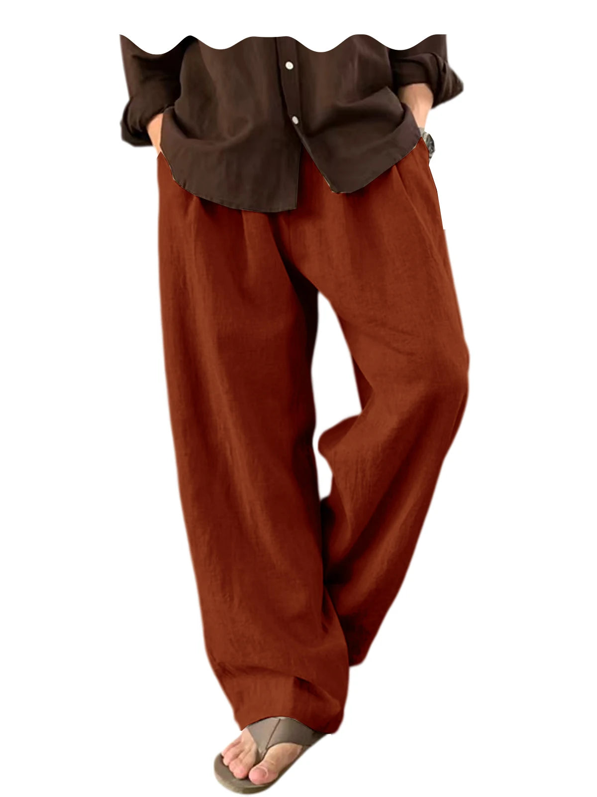 Men's Linen Wide Leg Pants High Waist Loose Fit Suit Trousers Summer Casual Vacation Beach Walking Pants Elastic Waist Oversized