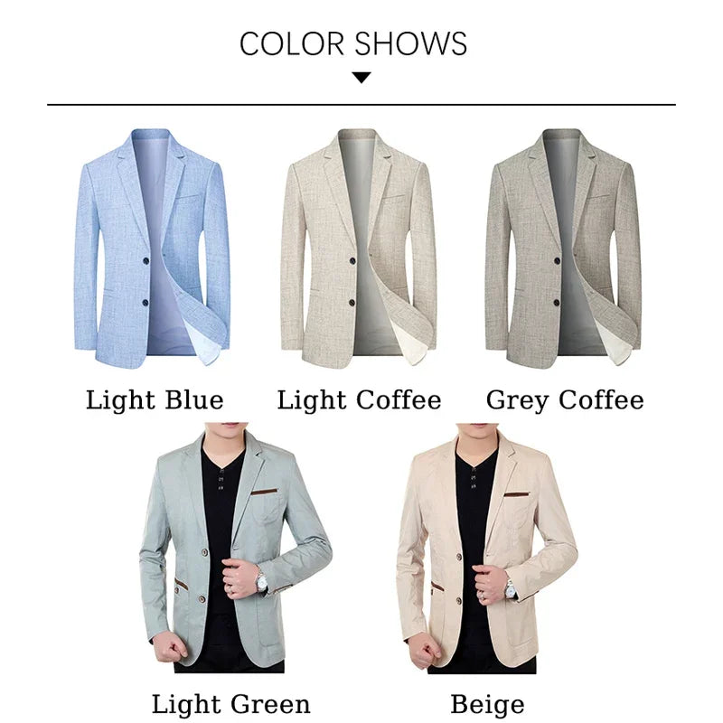 BROWON Brand Middle Aged Men Blazers Jacket 2026 Spring Autumn Two Buttons Business Casual Blazer Male Minimalist Mans Clothing