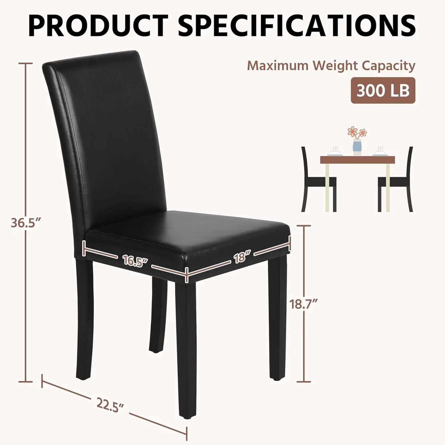Parsons Dining Chairs Set Of Four With PU Leather Upholstery