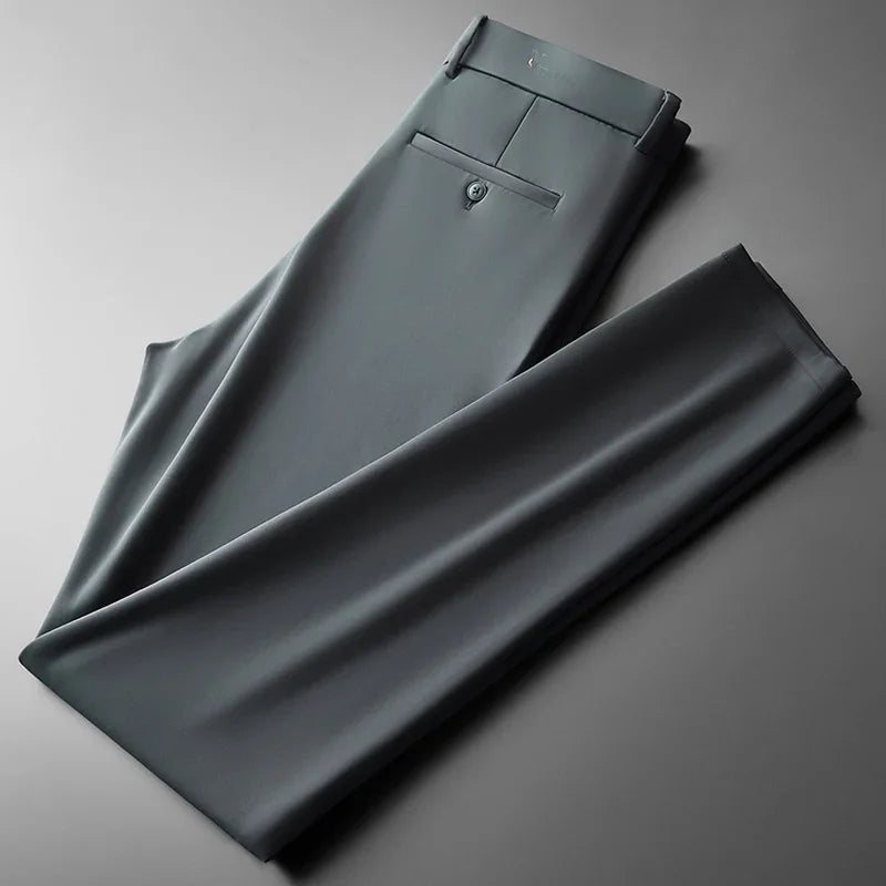 BROWON Pants Men Spring Luxury Elastic Black Pant Thicken Straight Anti-wrinkle Autumn Work Trousers for Men Bottom