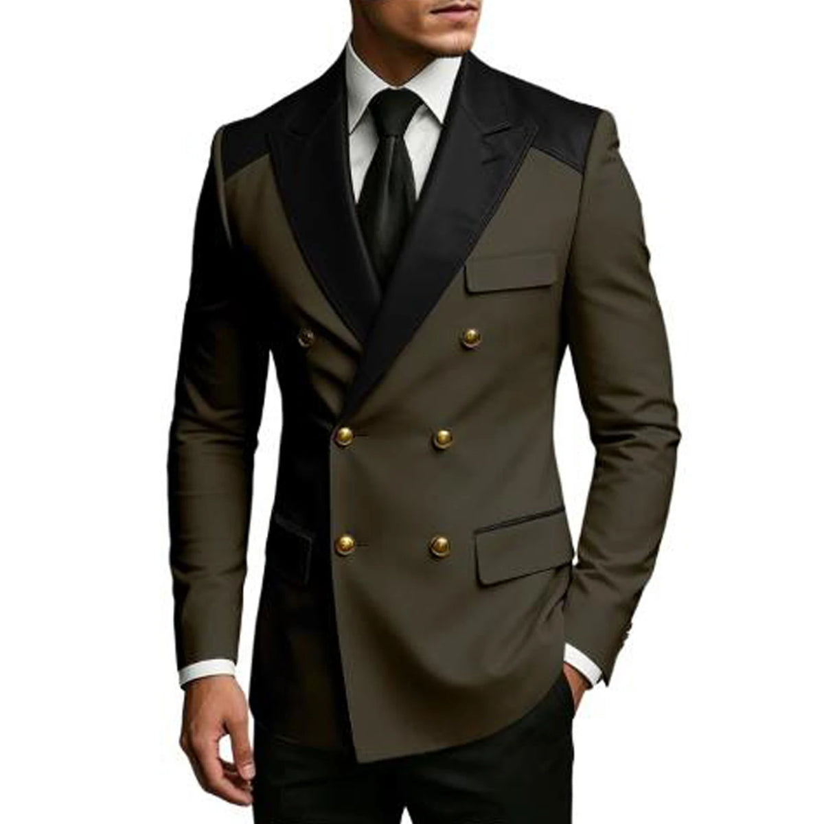 Men's Double Breasted Blazer Slim Fit Contrast Color Suit Jacket Business Casual Formal Wear for Wedding Prom Party Sport Coats